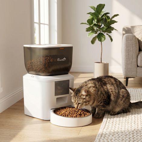 Distributeur automatique de croquettes pour chat, Wi-Fi 2,4 GHz, 4 L, application de contrôle, 1 à 10 repas, signal de distribution toutes les 10 secondes (1/5)