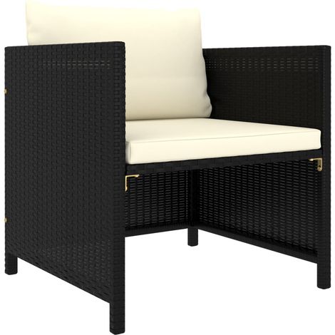 Gartensofa,Gartenstuhl,Lounge-Sofa mit Kissen Schwarz Poly Rattan AGHDE919658 BonneVie (1/5)