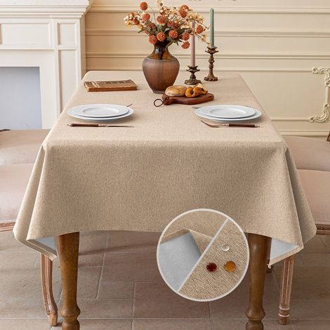Placemat - Faux Linen - 40 x 60 cm - Imperméable et Résistant aux Taches - Pour Cuisine Salle à Manger et Réveillons - Beige - 1 Pièce (1/5)
