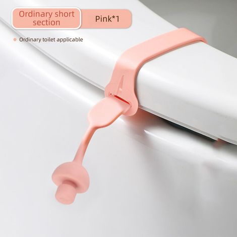 Lève-couvercle de toilette, poignée de siège de toilette anti-odeur, housse de siège de toilette en silicone, accessoires de toilette, rose (1/5)