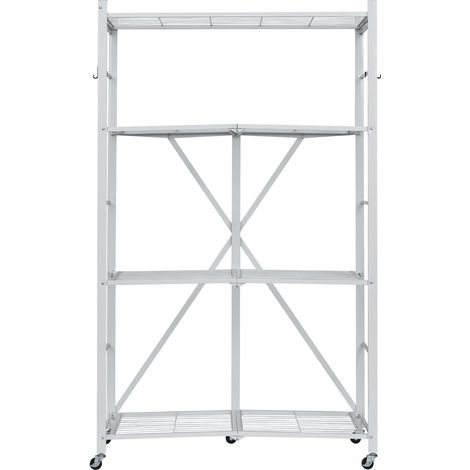 Mophorn 4-stufiges, klappbares Regal mit Rollen, 53x91x152 cm, robustes faltbares Regal ohne Montage, vielseitiges Standregal für Haushalt, Küche, Garage und Keller, Weiß (1/5)