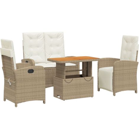 Maison Exclusive - 4-tlg. Garten-Essgruppe mit Kissen Beige Poly