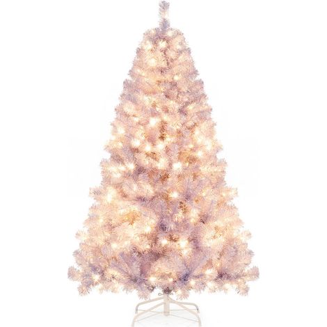 180 cm 688 Pointes Sapin de Noël Artificiel Lumineux Décoration Festive 250 LED Blanc Chaud 8 Modes Base Métal Violet (1/2)
