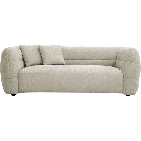 3-Sitzer Sofa in beigefarbenem Samteffekt strukturiertem Stoff JOYA