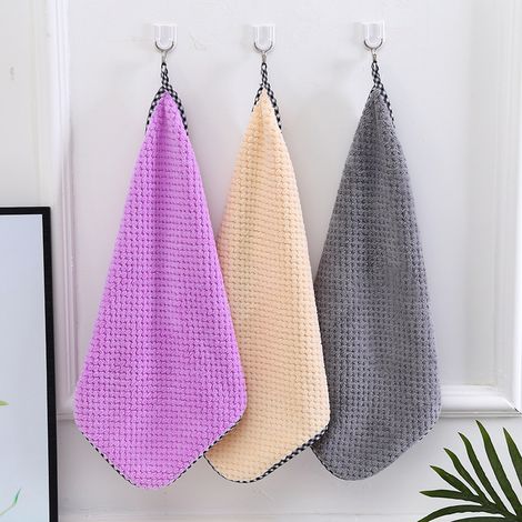 Serviettes absorbantes pour la cuisine et la salle de bain avec boucles de suspension. (1/4)