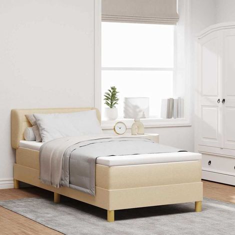 Boxspringbett mit Matratze mit Kopfteil Creme 80 x 200 cm Stoff