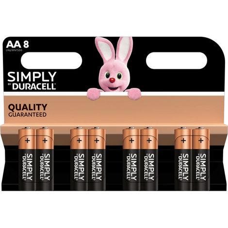 cf 8 pz Duracell Simply pila batteria stilo ministilo alcalina 1,5V MN1500 LR6 (1/2)