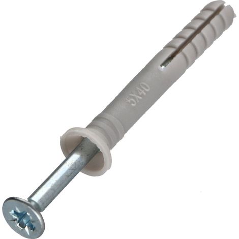 Cheville à frapper Tête fraisée 5X40 + Vis 3.5X45 - 100 pièces (1/2)