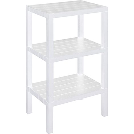 Colonna Bagno Scaffale 3 Ripiani Plastica Feridras Woody - Colore: Bianco (1/3)