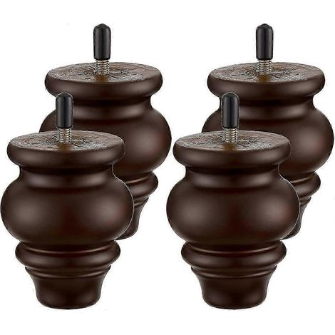 Pieds de canapé/fauteuil ronds en bois de 3,5 pouces - Pieds de remplacement pour meubles, projets de bricolage, pieds de chaise (1/5)