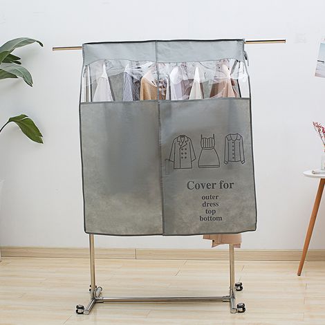Housse de Protection pour Vêtements Anti-Poussière Imperméable à Fenêtre Transparente Design Suspendu Gris (1/5)