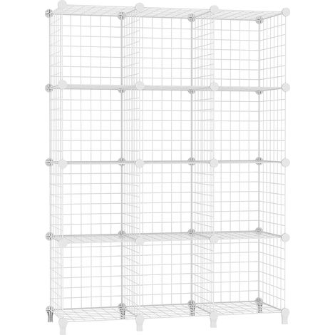 Étagère Cube Étagère Modulable Meuble 12 Étagères Métalliques de Rangement pour Bureau, Salon et Chambre, Blanc USCIH12WE (1/5)