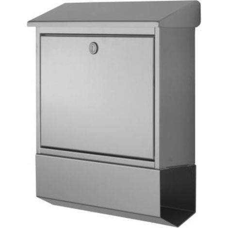 Heibi Briefkasten mit Zeitungsfach Edelstahl geschliffen 40x12x45 cm DIN C4 quer (1/4)