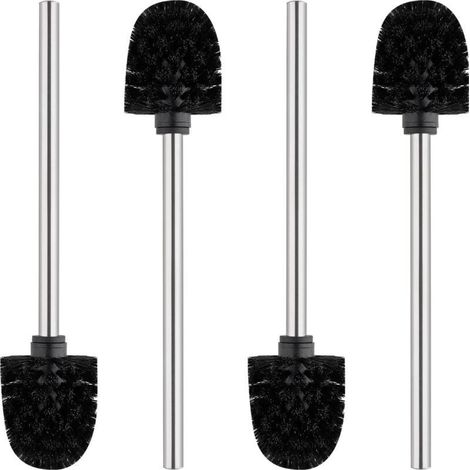 Brosse WC Classique 4 Pièces, Manche en Acier Inoxydable, Tête de Brosse Noire 7CM (1/5)