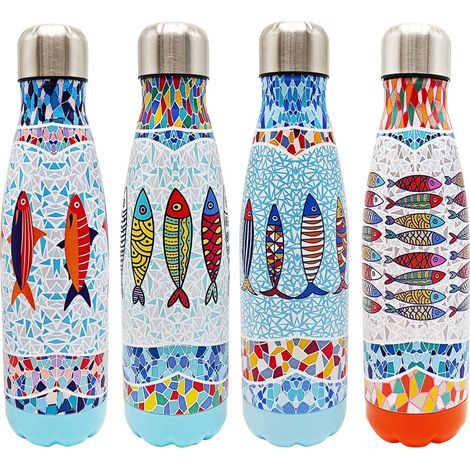 Bottiglia di pesce in acciaio inossidabile di 4 diversi colori per regali e decorazioni marine