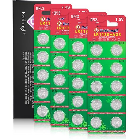 AG10 LR1130 Pile Bouton Alcaline 1.5V, Lot de 40, sans Mercure,[3 Ans Garantie de Stockage] (1/5)