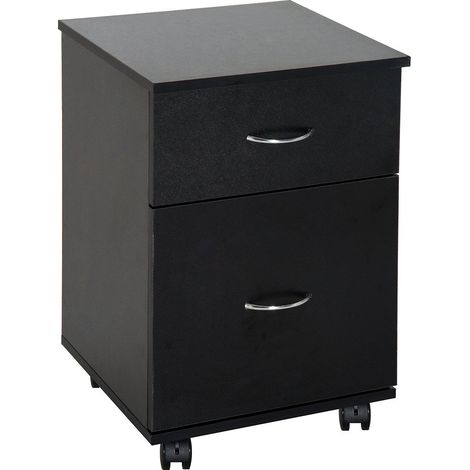 Cassettiera a Rotelle da Ufficio Salvaspazio in Legno Nero 41x39x58 cm (1/5)