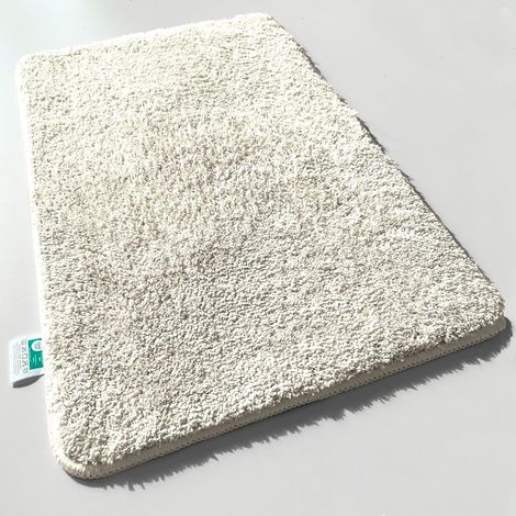 Tapis de bain 50 x 80 cm, ivoire, doux, antidérapant et lavable (1/5)
