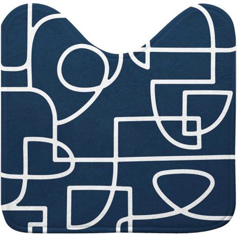 Tapis Contour WC Microfibre "Labyrinthe" 45x45cm Bleu (1/5)