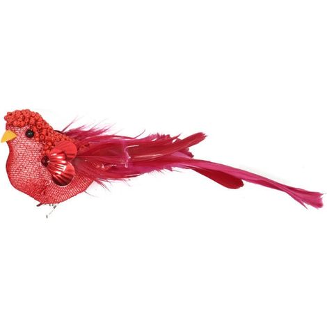 Vogel an einer rot-rosa Spange – Figur 17 cm lang (1/5)