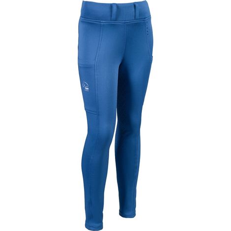 11/13 anni, blu: Leggings da bambina per equitazione con strass modello Lana II full grip