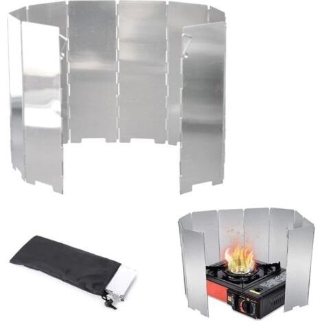 Pare-Vent Pliable Aluminium,Plaques Pare-Brise de Camping, 10 Plaques Camping Plein Air Pare-Brise,Protection antivent pour réchaud à gaz Pliable,pour Camping Réchaud Extérieur, Pique-Nique (1/5)