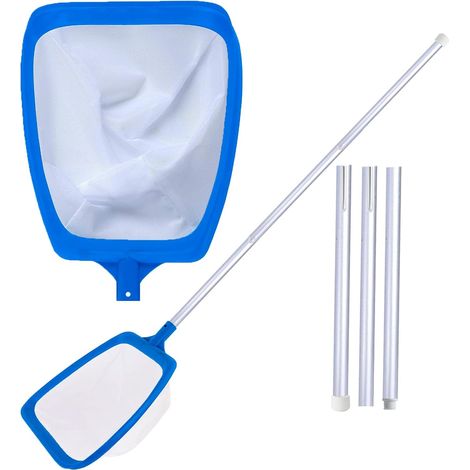 Filet de piscine avec manche télescopique, manche amovible, maille fine, filet de 160 cm de profondeur, épuisette pour piscine, étang, piscine – Filet robuste pour un nettoyage efficace (1/5)