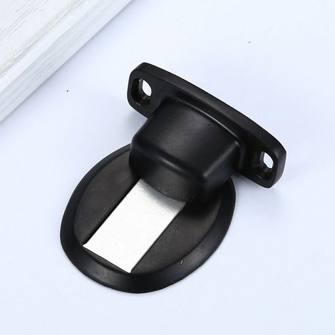 Loquet de porte magnétique puissant, pince de porte robuste en métal avec vis cachée au sol, 2 pièces, noir (1/5)