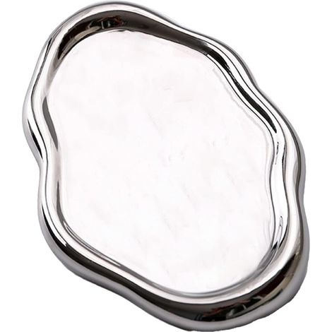 Silberne, wolkenförmige Schmuckschale aus Keramik, 19,5 x 13 cm und 18 x 18 cm, dekorativer Organizer für den Schminktisch, Muttertags-/Weihnachtsgeschenk (1/5)