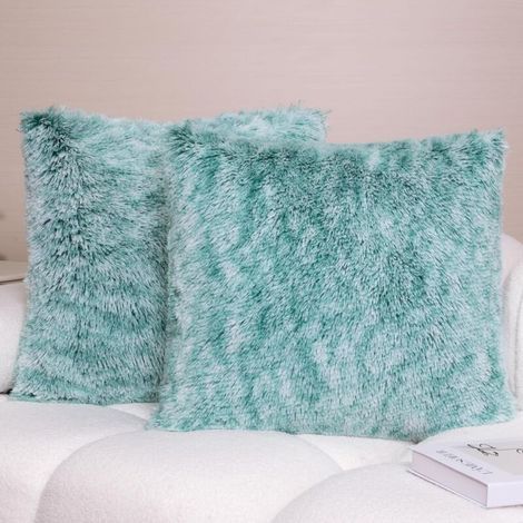 Lot de 2 Housse de Coussin 45x45cm, Super Doux Peluche Taie Oreiller, Coussin en Fourrure Artificielle Câline, pour Chambre Salon Lit Chaise Voiture Coussin Canapé Décoratives Coussin