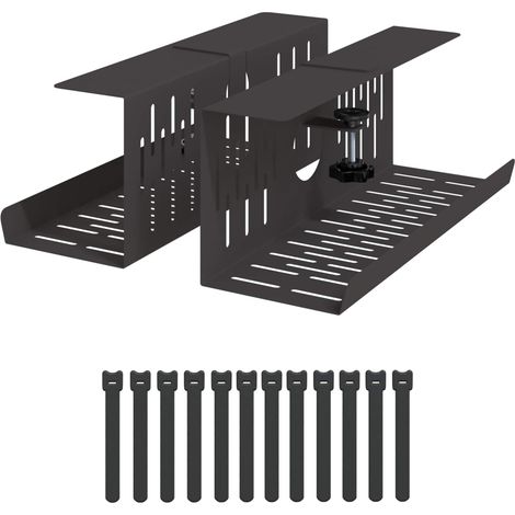 Under Desk Cable Management Tray 2 pcs Black 35 x 12 x 13 cm vidaXL (1/5)