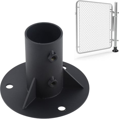 [Brazo de anclaje para postes] Base de brida sólida para postes metálicos redondos de Ø52 mm de diámetro y tornillos – Fácil instalación para cercas, iluminación o buzones. (1/5)