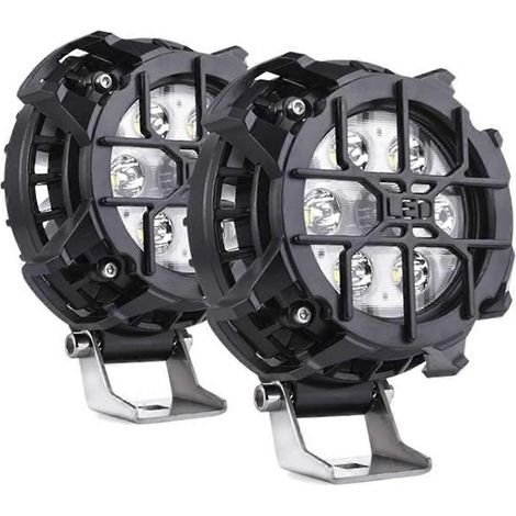 Barre lumineuse LED 20 W avec couvercle de protection pour feux de travail tout-terrain 4x4 (voitures, SUV, quads, tracteurs, bateaux, camions, excavatrices)