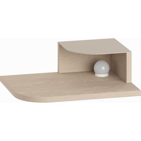 Table de chevet avec ampoule en bois "Luno" - 40 x 30 x 16 cm - Crème (1/4)