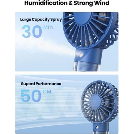 Ventilateur Brumisateur - Réservoir 32 ml - Usage Main ou Bureau - Pour Voyage Extérieur Maquillage - 1 Pièce (1/4)