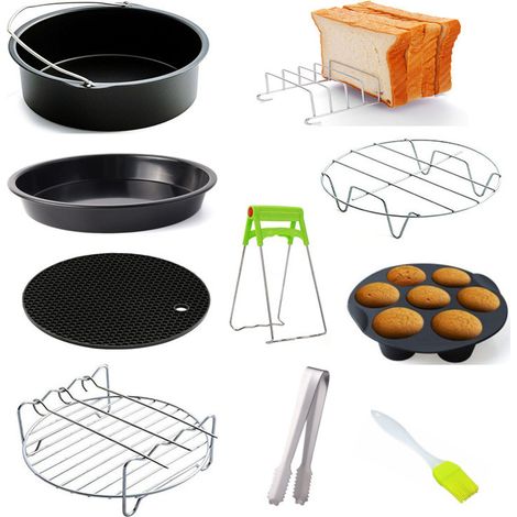 Ensemble d'accessoires pour friteuse à air Panier de 6 po pour ensemble de 10 pièces (1/5)