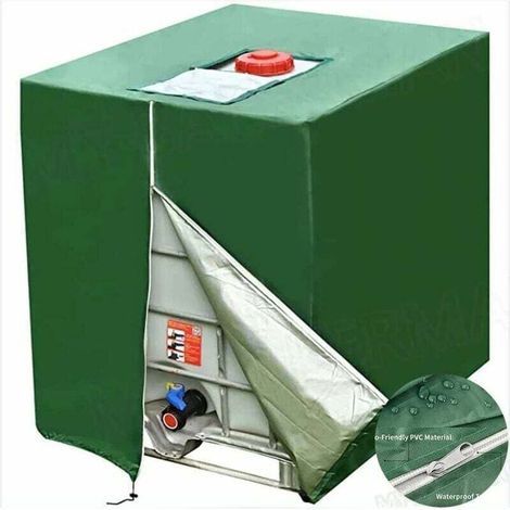Bache pour Cuve 1000 l, Bâche de Protection Solaire pour réservoir d'eau de Pluie IBC, Anti-poussière Anti-UV, Housse de Protection, bâche de Protection (116 x 100 x 120 cm) (1/4)
