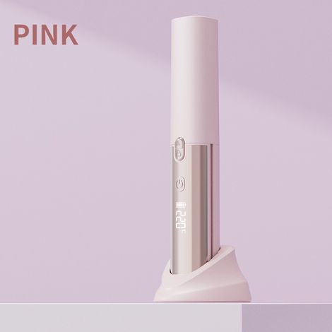 Lisseur portable rechargeable, doux pour les cheveux, peigne de coiffage pour une utilisation à domicile - rose (1/5)