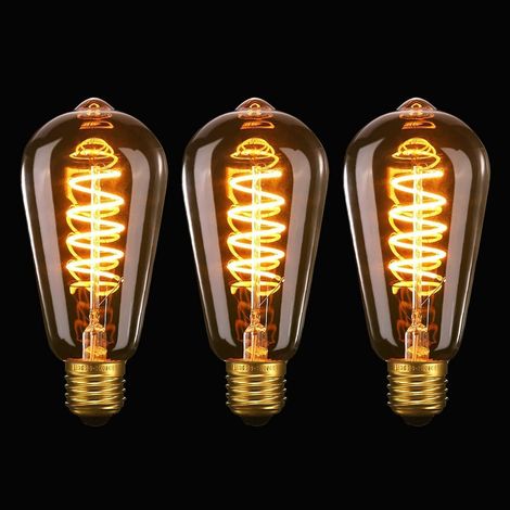 Ampoule LED vintage Edison E27 ST64, filament LED flexible spiralé, ampoule décorative blanc chaud antique, équivalent 40 W (1/5)
