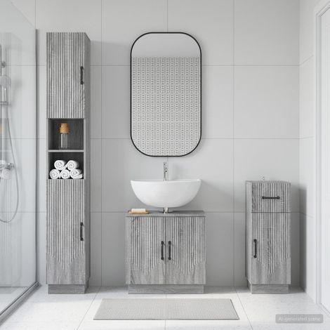 vidaXL 3 Piece Bathroom Cabinet Set HOORN Grey Sonoma Engineered Wood (1/5)