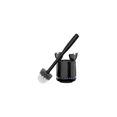 Cepillo para inodoro, cepillo y soporte premium para inodoro con tapa automática, cepillo para limpiar la taza del inodoro, negro