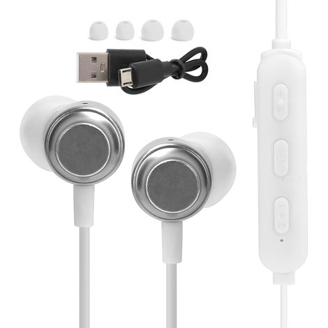 Casque Bluetooth Sport avec Réduction de Bruit, Écouteurs HIFI Magnétiques (Blanc) (1/5)