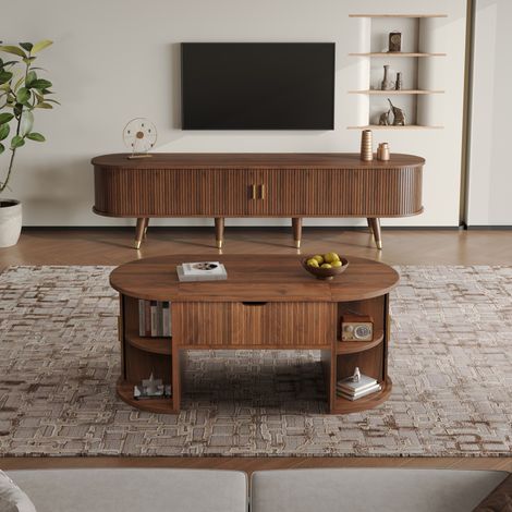 Conjunto mueble TV y mesa centro elevable MDF OKMYHOME (1/5)