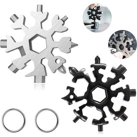 Outil Multifonction Flocon de Neige 18 en 1. 2 Pcs Clé à Flocon de Neige En Acier Inoxydable.Mini Tournevis Passe-partout en acier inoxydable. Portable Outil multifonction (1/5)