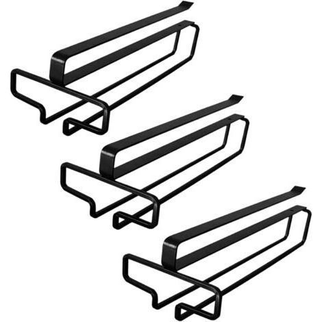 3 Pièces (Noir) Porte Verre à Vin Suspendu, Support de Verre à Vin Sous Armoire, Porte Verres à Pied Suspendu Sans Perçage, Métal Accroche verres Pour étagère pour Cuisine Café Bar Restaurant (1/5)