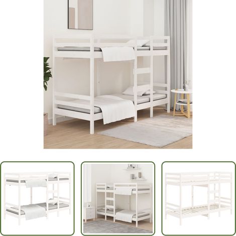 vidaXL Hochbett - Etagenbett Weiß 90x200 cm Massivholz Kiefer (1/5)