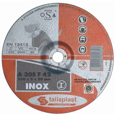 Disque abrasif pour inox - 230 mm - TALIAPLAST - 401234 (1/2)