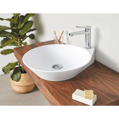Vasque à poser en pierre de synthèse NADIR blanc mat 43.5 cm x 51 cm (1/6)