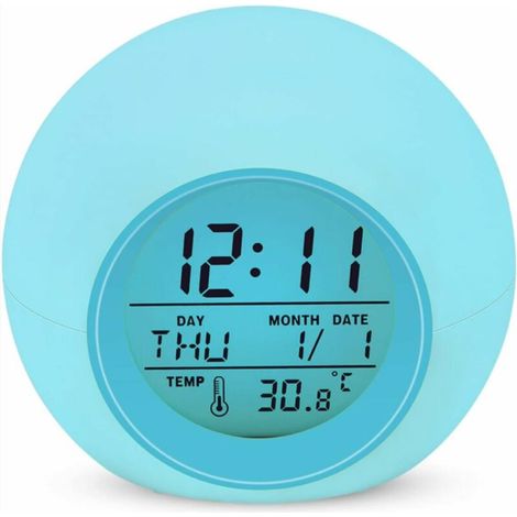 Réveil numérique pour enfants - 7 couleurs - Réveil lumineux pour garçons et filles - Fonction Snooze - 8 sonneries - 12/24 heures - Affichage de la température ambiante (1/5)
