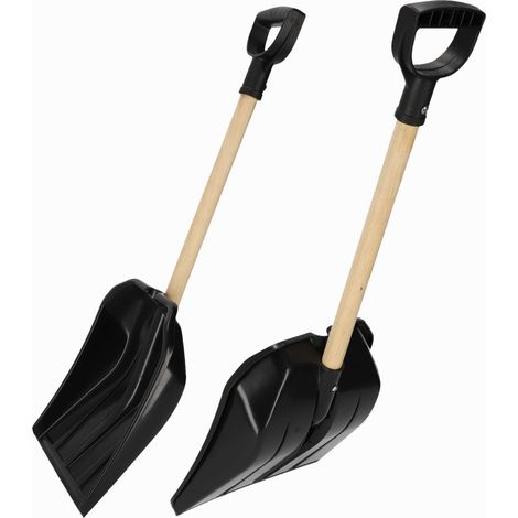 KADAX Pala quitanieves pequeña de plástico - Cómoda - con mango de madera - Pala quitanieves con mango ergonómico en D - Pala quitanieves (60 x 30 cm) (1/5)